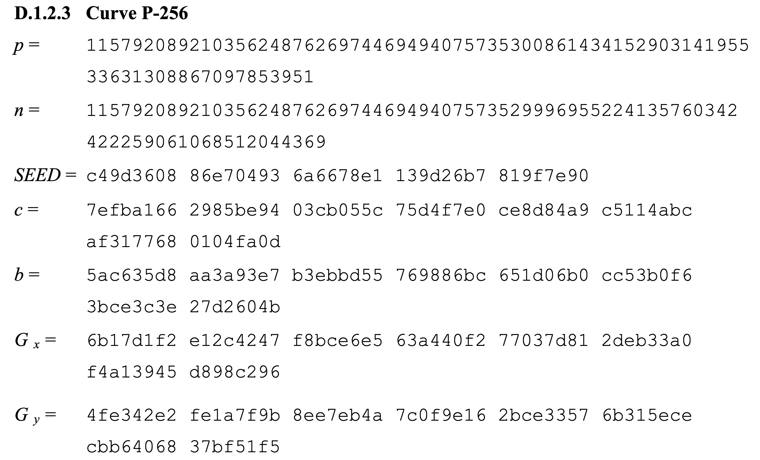 NIST 的 P-256 定义